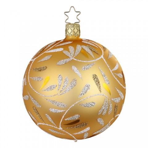 NEW - Inge Glas Glass Ornament - Silver Leaf Gold Ball